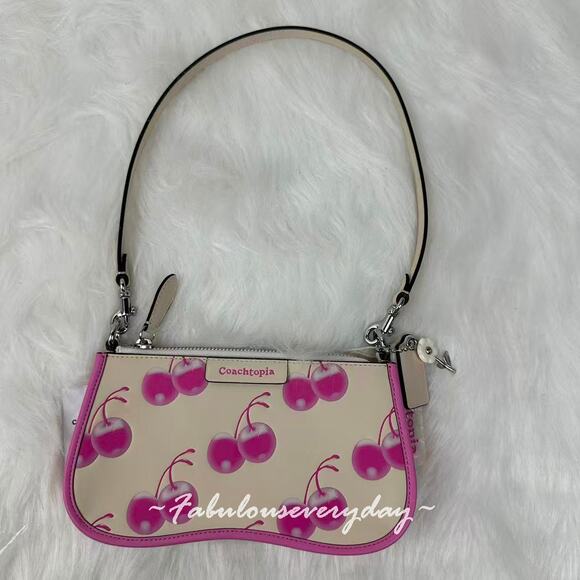 Coach Turned Pretty™ Small Wavy Shoulder Bag In Coachtopia Leather Cherry Print - Picture 1 of 12